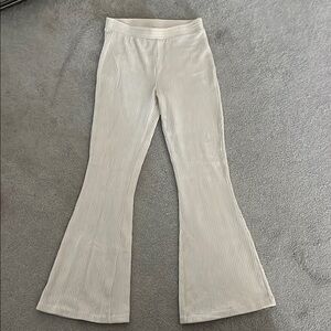 Aerie Cream Corduroy Ribbed Flared Lounge Pants